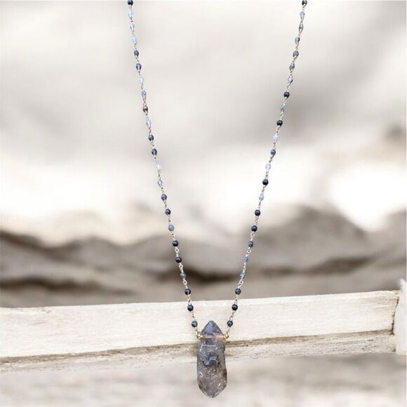 NWOT New Aviva Stanoff Lux Tribe Double Terminated Herkimer Diamond Necklace - Picture 2 of 7